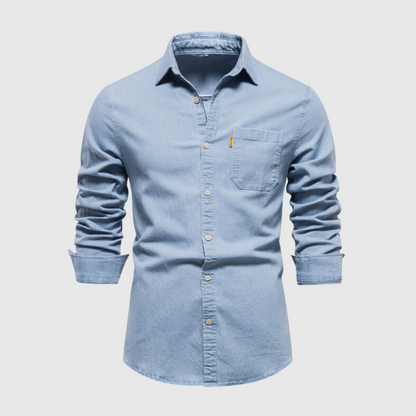 Made Gents | Michael's Modern Denim Overhemd | 50% Korting!