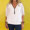 Casual top met ritssluiting en chiffon hals voor dames | 1+1 GRATIS